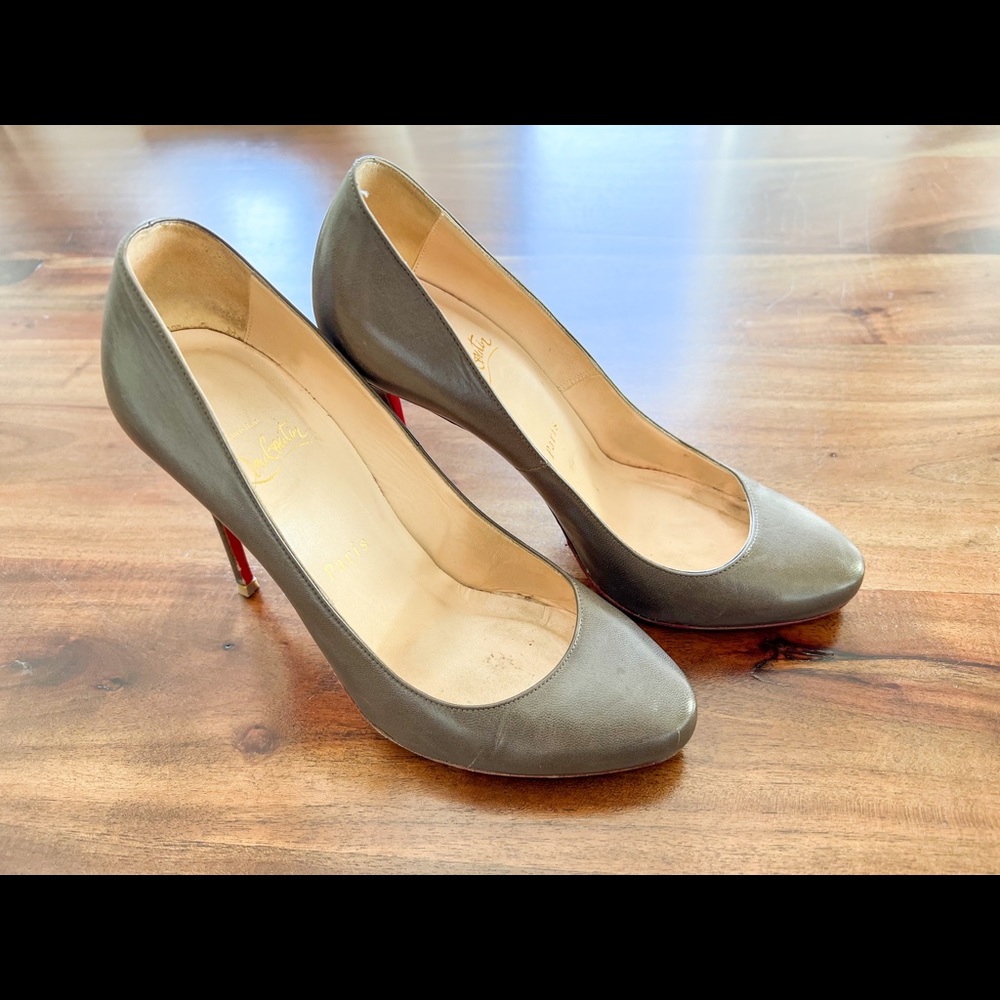 Christian Louboutin gray heels size 33.